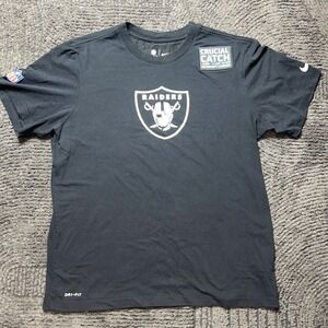 Nike Las Vegas Raiders Dri-Fit T-Shirt Mens L Black NFL Crucial Catch